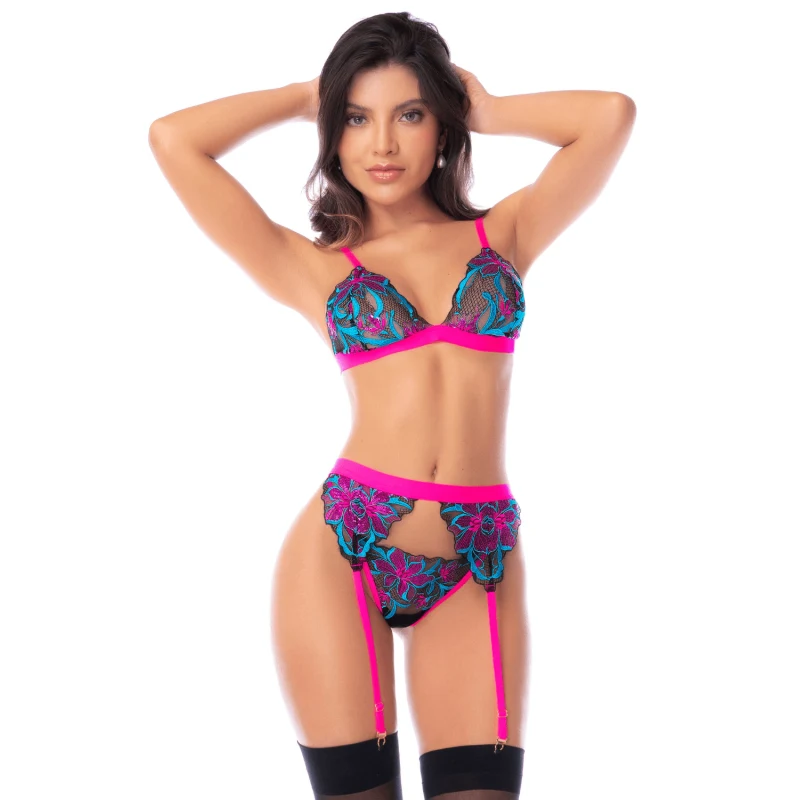 ensemble-lingerie-3-pieces-bleu-et-rose-brode-avec-sequins-mapale