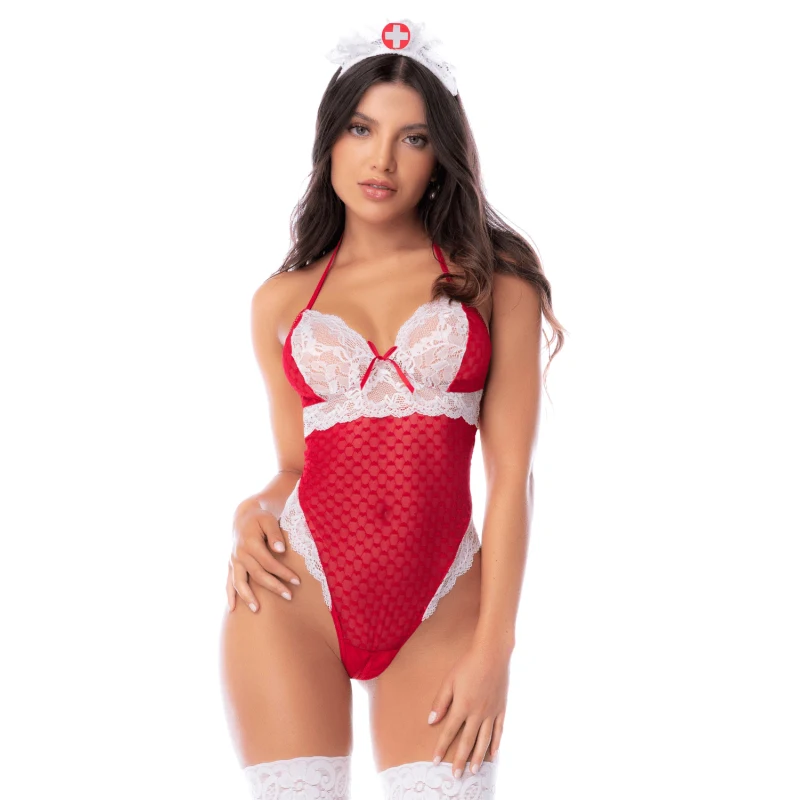 body-infirmiere-noir-en-maille-et-dentelle-avec-accessoire-tete-mapale