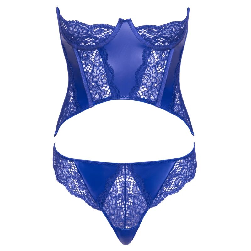 corset-court-wetlook-dentelle-cottelli-ensemble-corset-bustier-bleu-royal-avec-string