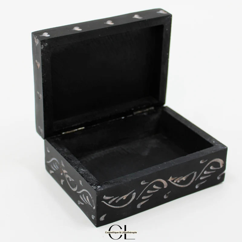 Boîte à bijoux en pierre Saponite rectangle Fleur de Vie 10cm