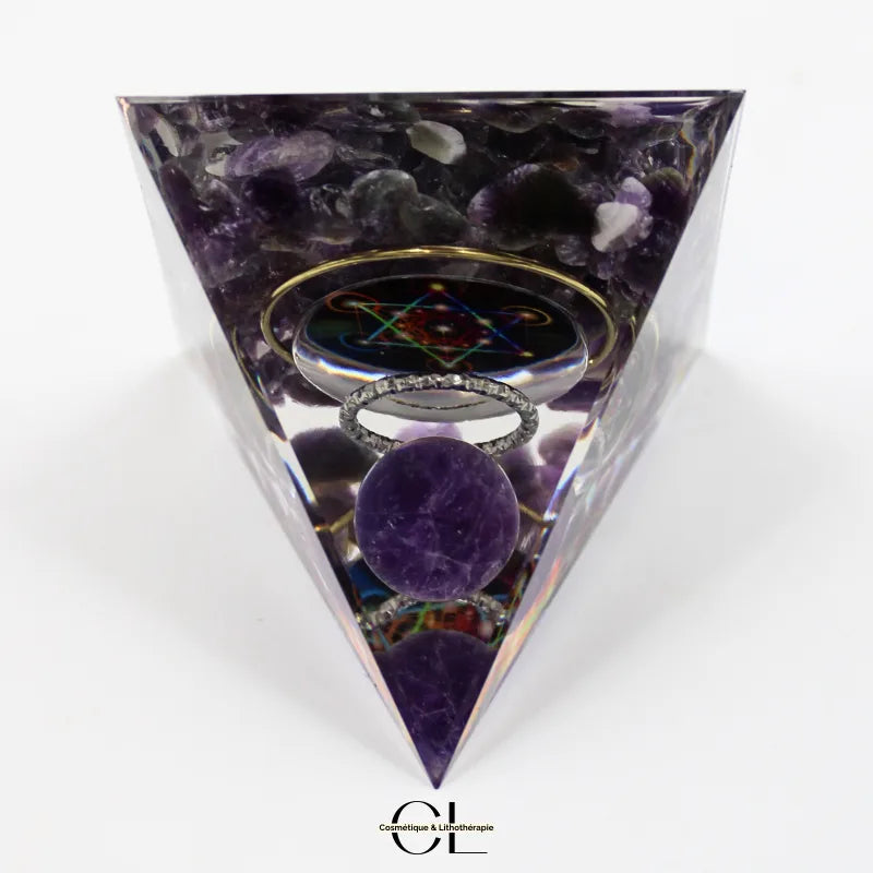Orgonite pyramide Amethyste Métatron