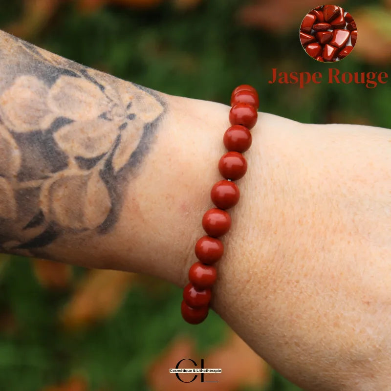 Bracelet en pierres naturelles Jaspe Rouge A 8-9mm
