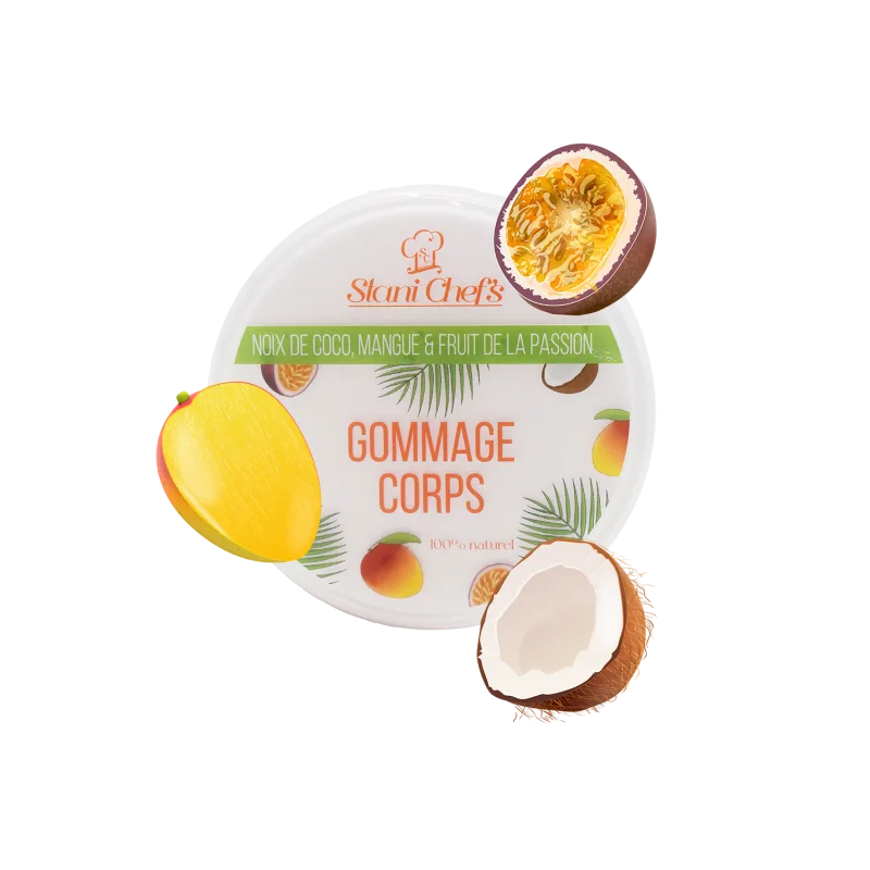 Gommage corps à la noix de coco, mangue  fruit de la passion - 250ml 100% naturel