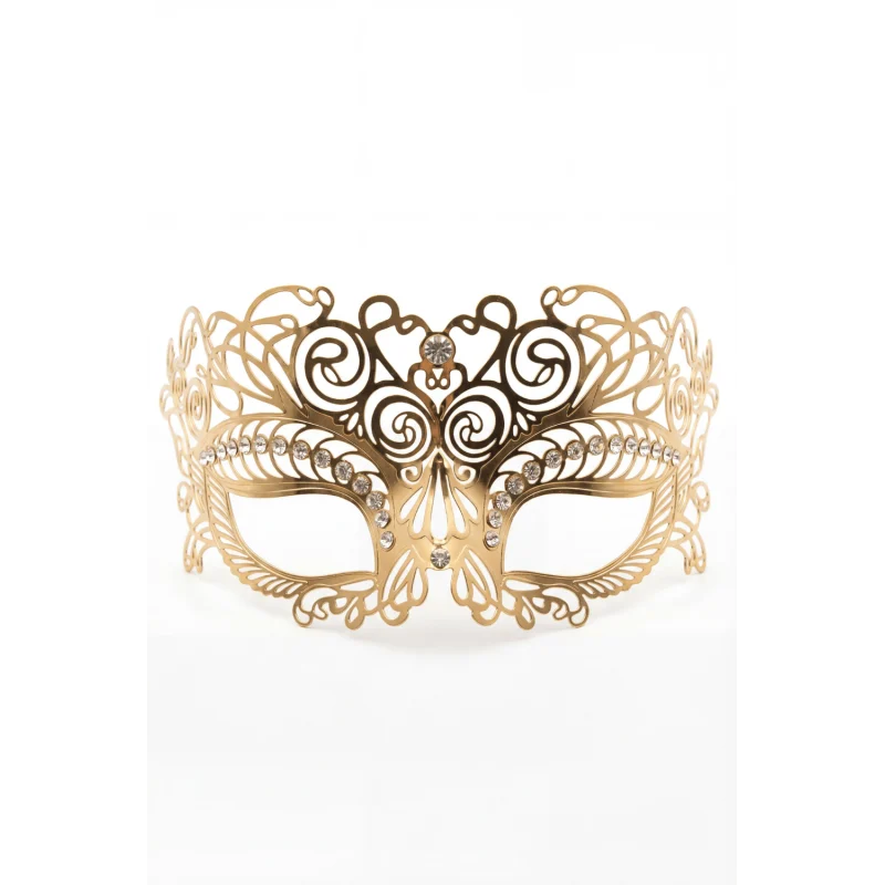 Masque vénitien Giulia rigide doré avec strass