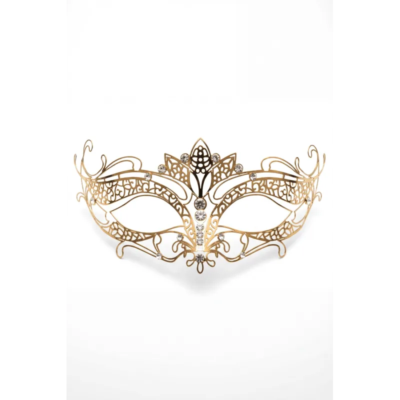 Masque vénitien Asia rigide doré avec strass