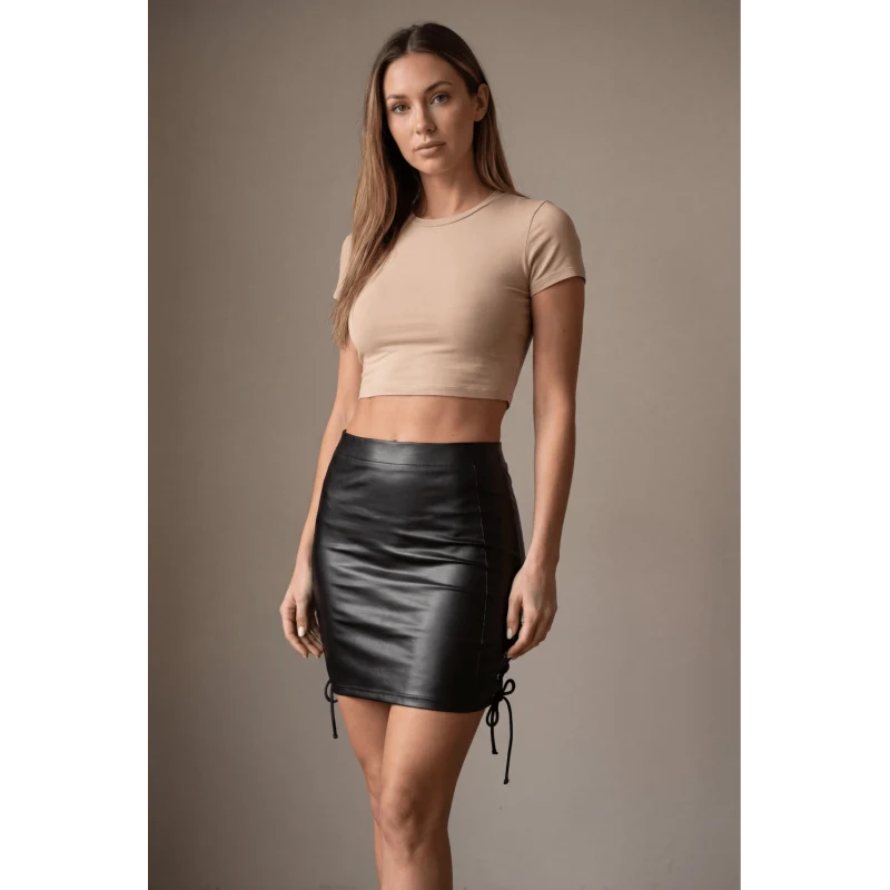 Jupe longue simili cuir noir Paloma