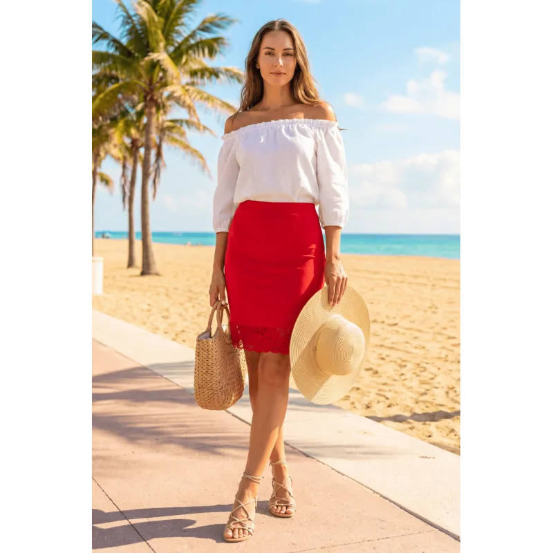 Jupe longue rouge Maria