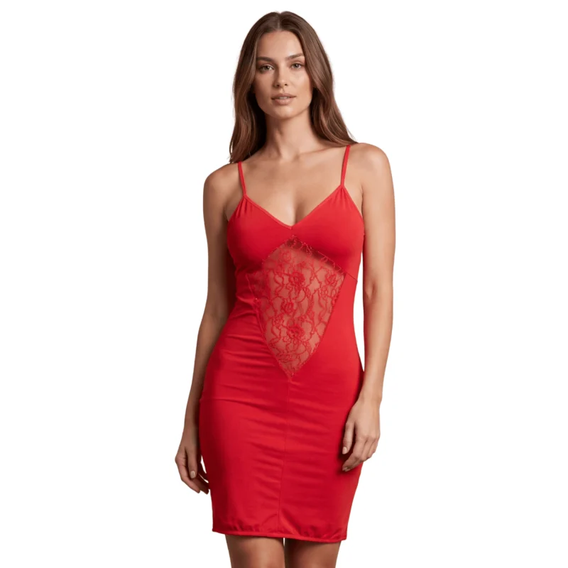 Robe décollectée rouge Emilia