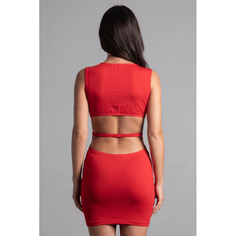 Robe rouge large décollectée Olivia