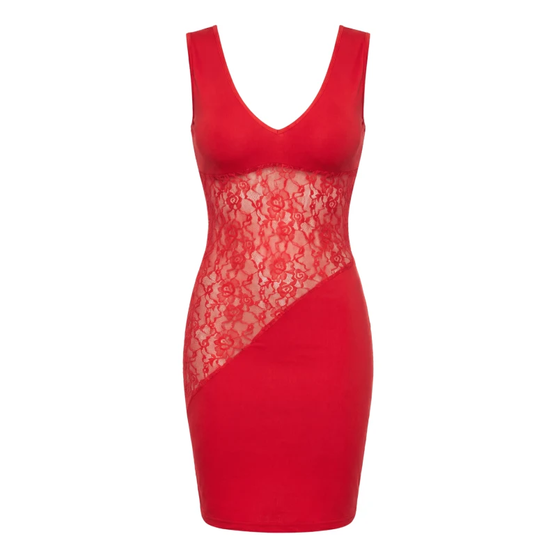 Robe rouge large décollectée Olivia