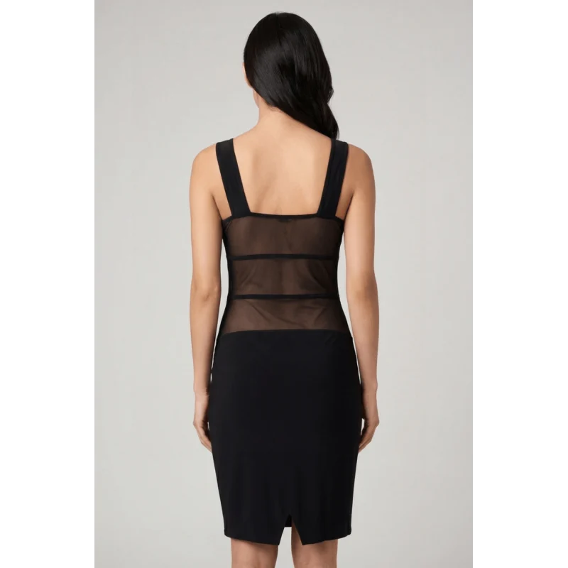 Robe sensuelle et habillée avec maille transparente noire