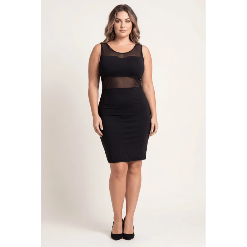 Robe sensuelle et habillée avec maille transparente noire