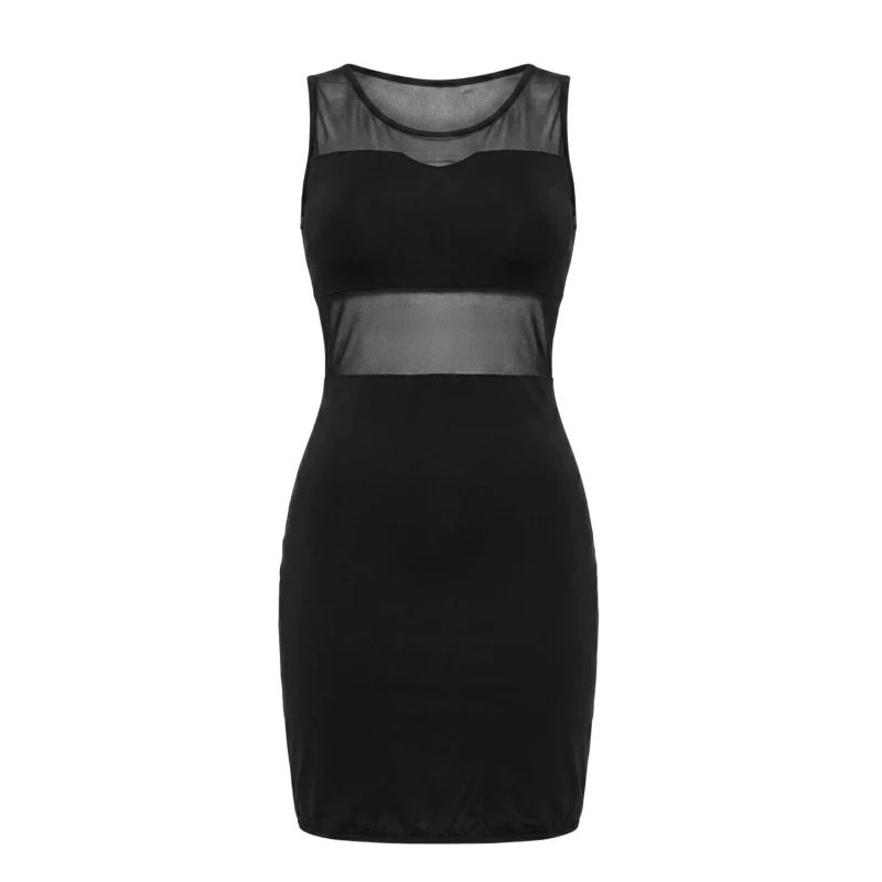 Robe sensuelle et habillée avec maille transparente noire