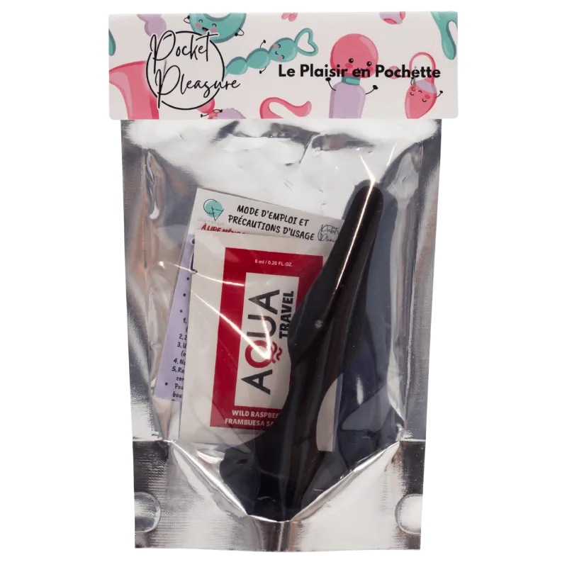 Plug Anal Noir en Silicone M avec Ventouse Taille M 11,3 cm Pocket Pleasure + 1 dosette de lubrifiant