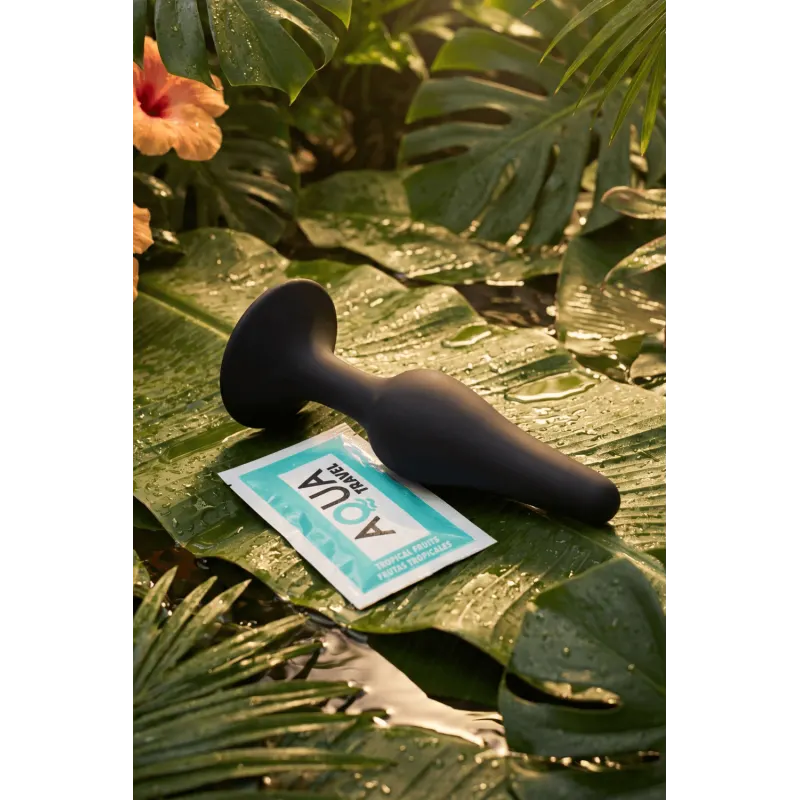 Plug Anal Noir en Silicone M avec Ventouse Taille M 11,3 cm Pocket Pleasure + 1 dosette de lubrifiant