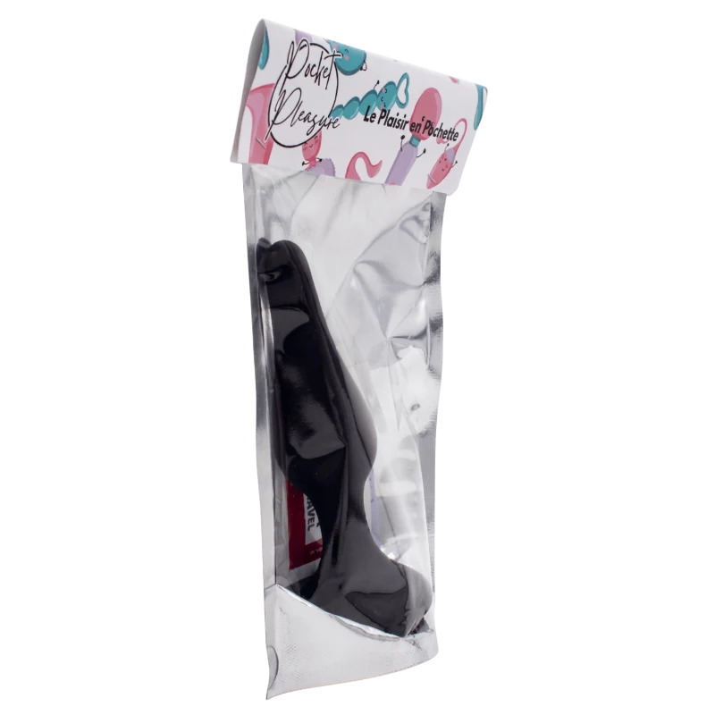 Plug Anal Noir en Silicone M avec Ventouse Taille M 11,3 cm Pocket Pleasure + 1 dosette de lubrifiant