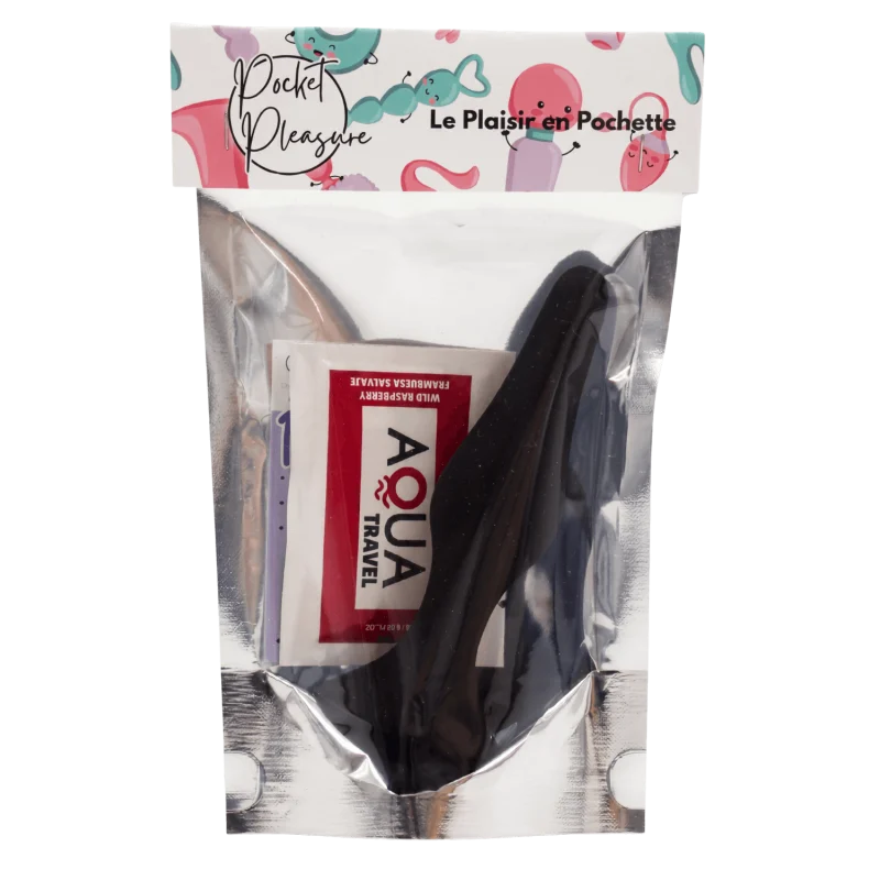 Plug Anal Noir en Silicone L avec Ventouse Taille L 12,7 cm Pocket Pleasure + 1 dosette de lubrifiant