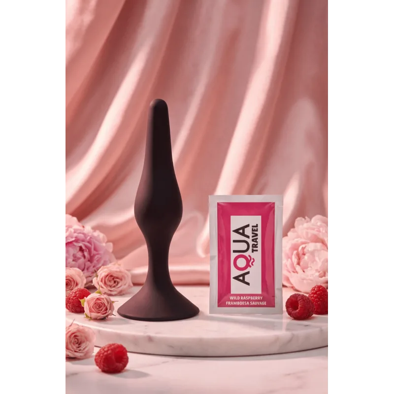 Plug Anal Noir en Silicone L avec Ventouse Taille L 12,7 cm Pocket Pleasure + 1 dosette de lubrifiant