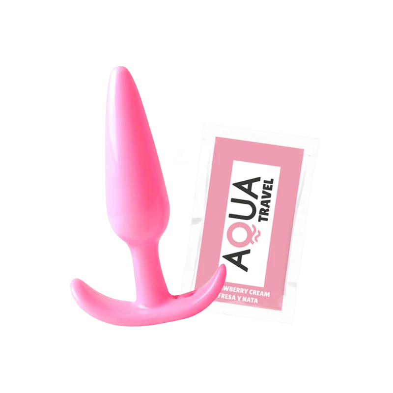 Plug anal rose souple base évasée Pocket Pleasure + 1 dosette lubrifiant