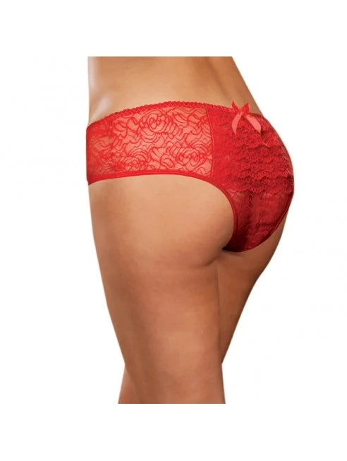 Panty taille basse, ouvert, fronces au dos