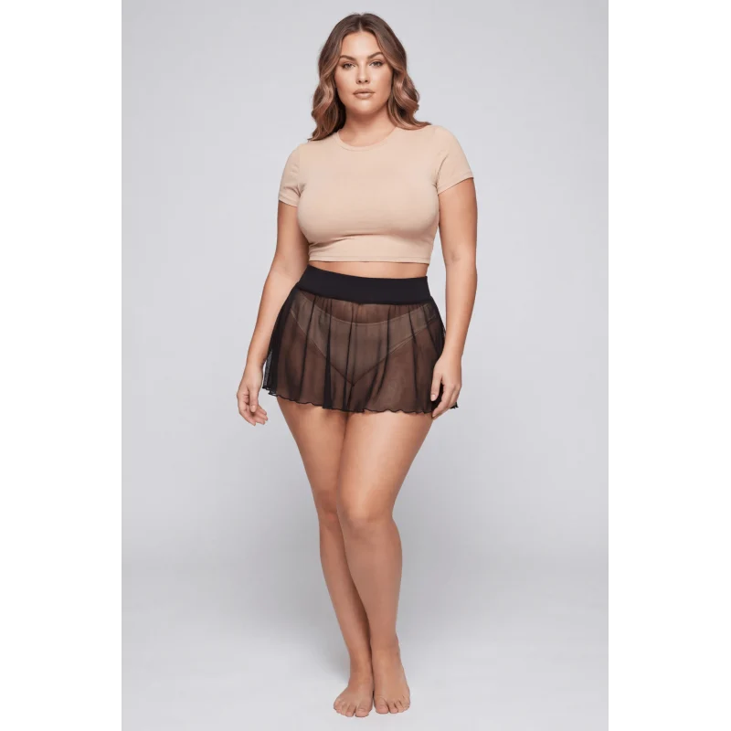 Mini jupe noire en résille transparente Stella