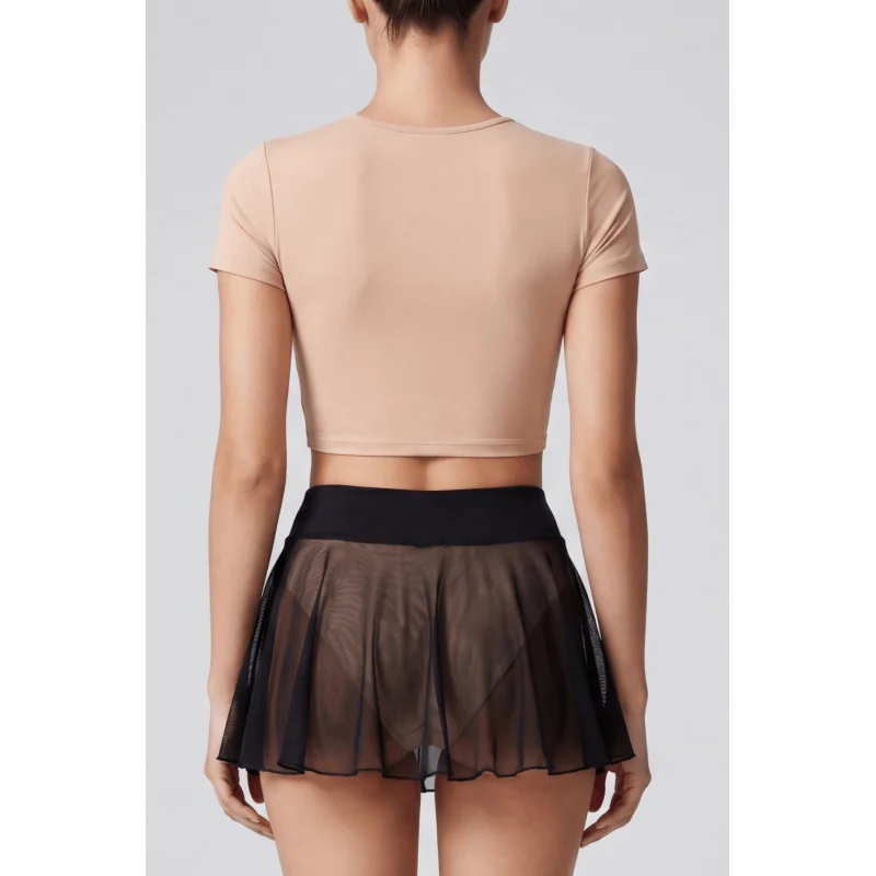 Mini jupe noire en résille transparente Stella
