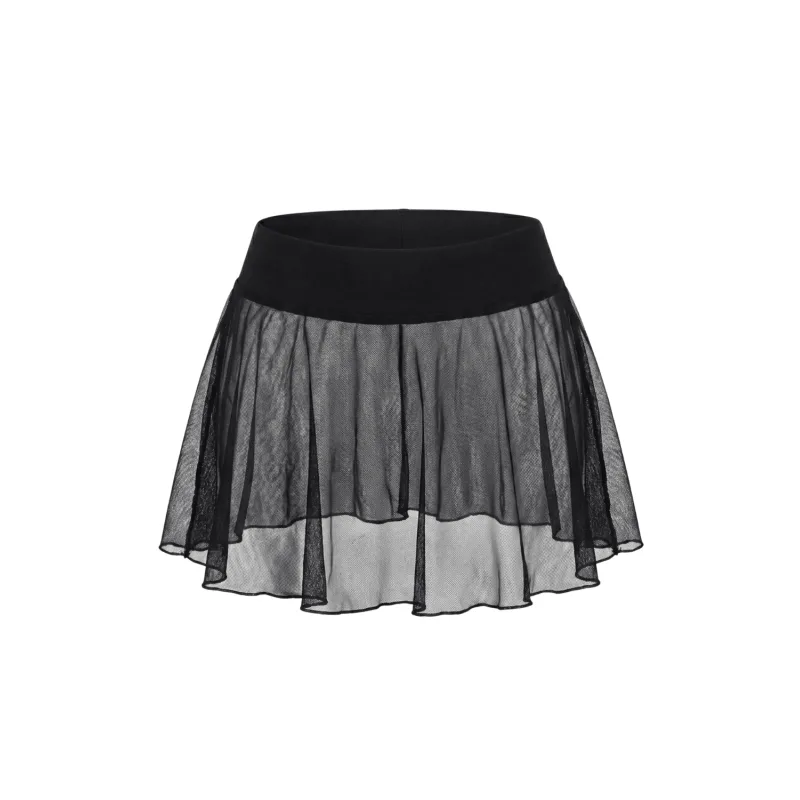 Mini jupe noire en résille transparente Stella