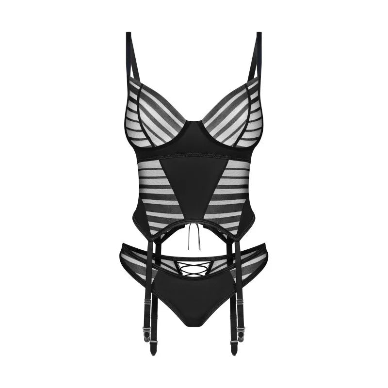Lune Bellis corset et string - Noirs