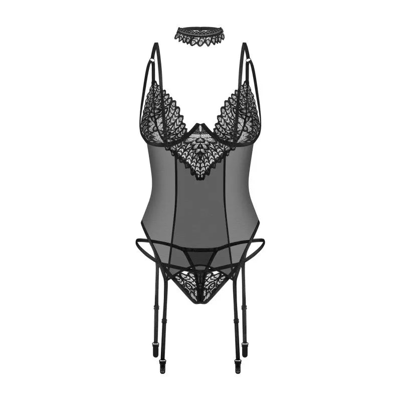 Donarella corset et string - Noir NP