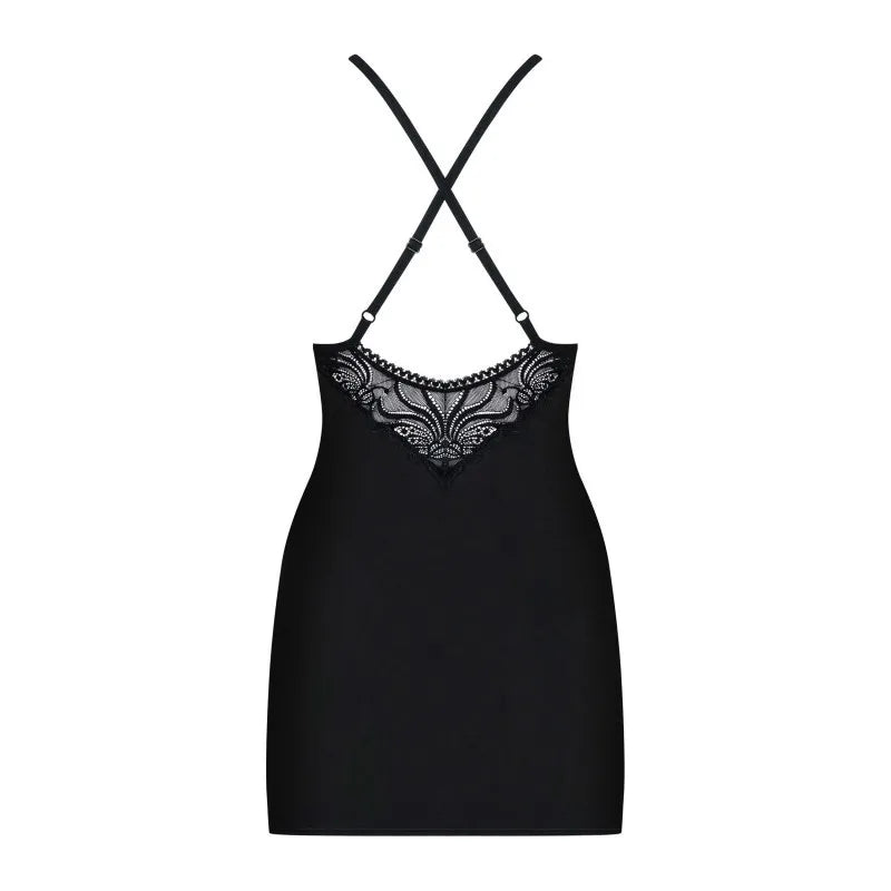 828-CHE-1 Nuisette et String - Noir