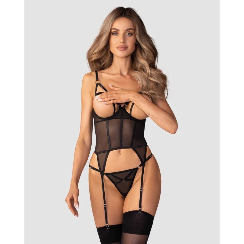 Euridia corset et string - Noirs