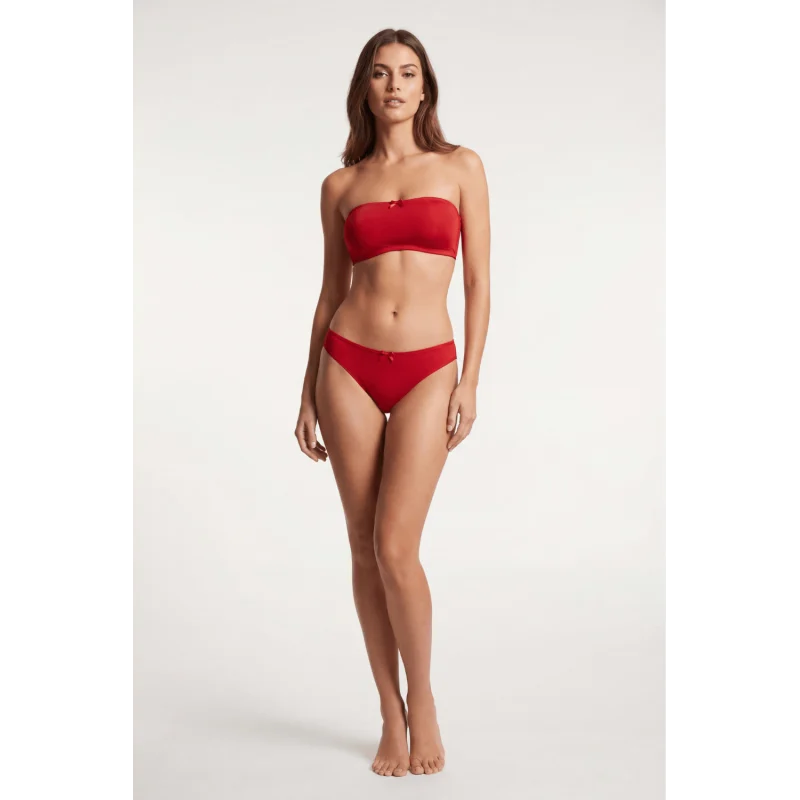 Culotte rouge en dentelle avec nœud en satin