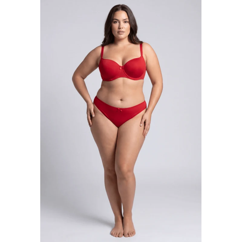 Culotte rouge en dentelle avec nœud en satin