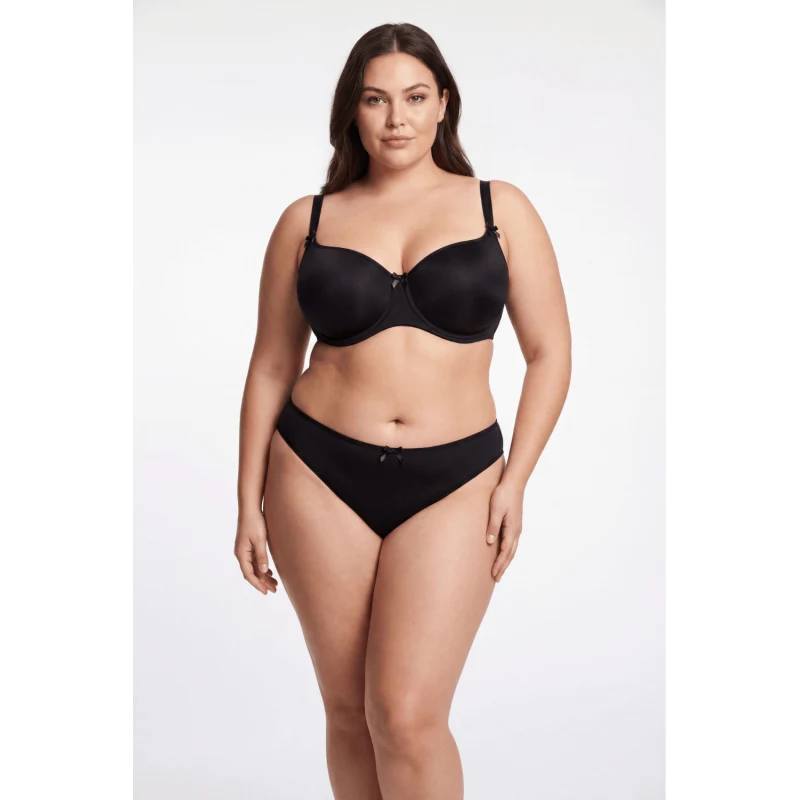 Culotte noire en dentelle avec nœud en satin