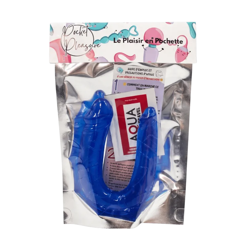 Double Dong Flexible Bleu Pocket Pleasure + 1 dosette de lubrifiant