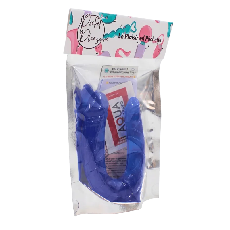 Double Dong Flexible Bleu Pocket Pleasure + 1 dosette de lubrifiant