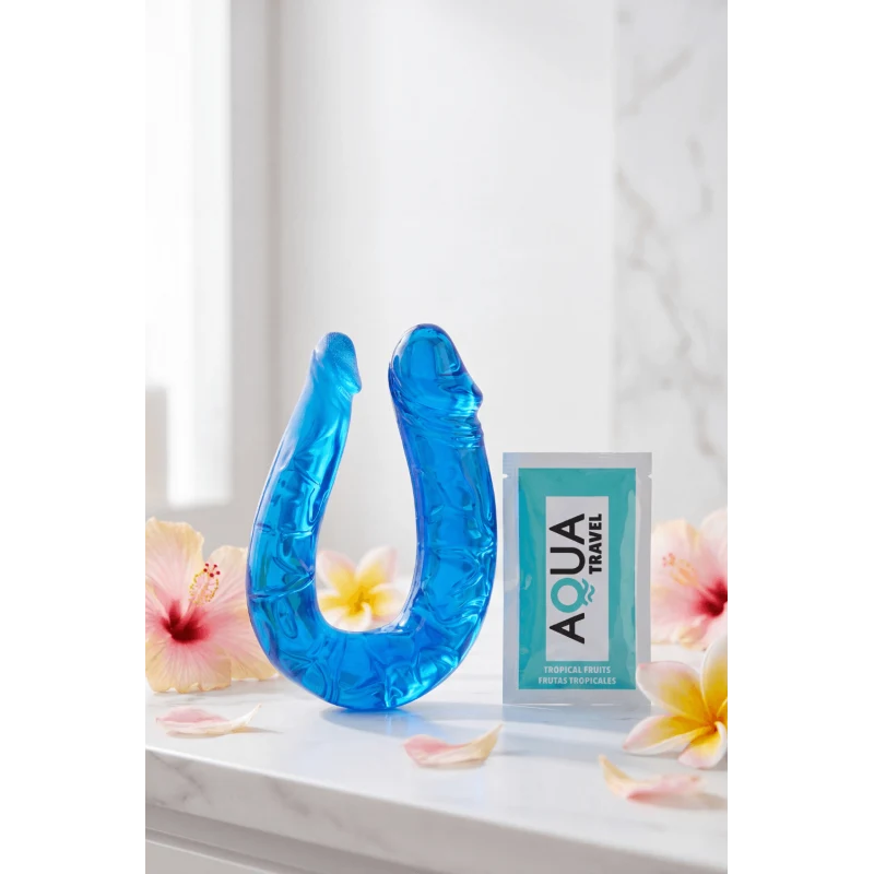 Double Dong Flexible Bleu Pocket Pleasure + 1 dosette de lubrifiant