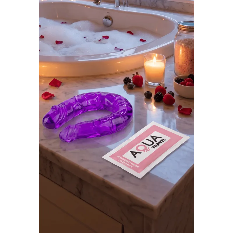 Double Dong Flexible Violet Pocket Pleasure + 1 dosette de lubrifiant