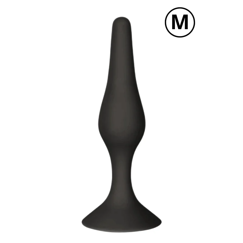 Plug Anal Noir en Silicone M avec Ventouse Taille M 11,3 cm Pocket Pleasure + 1 dosette de lubrifiant