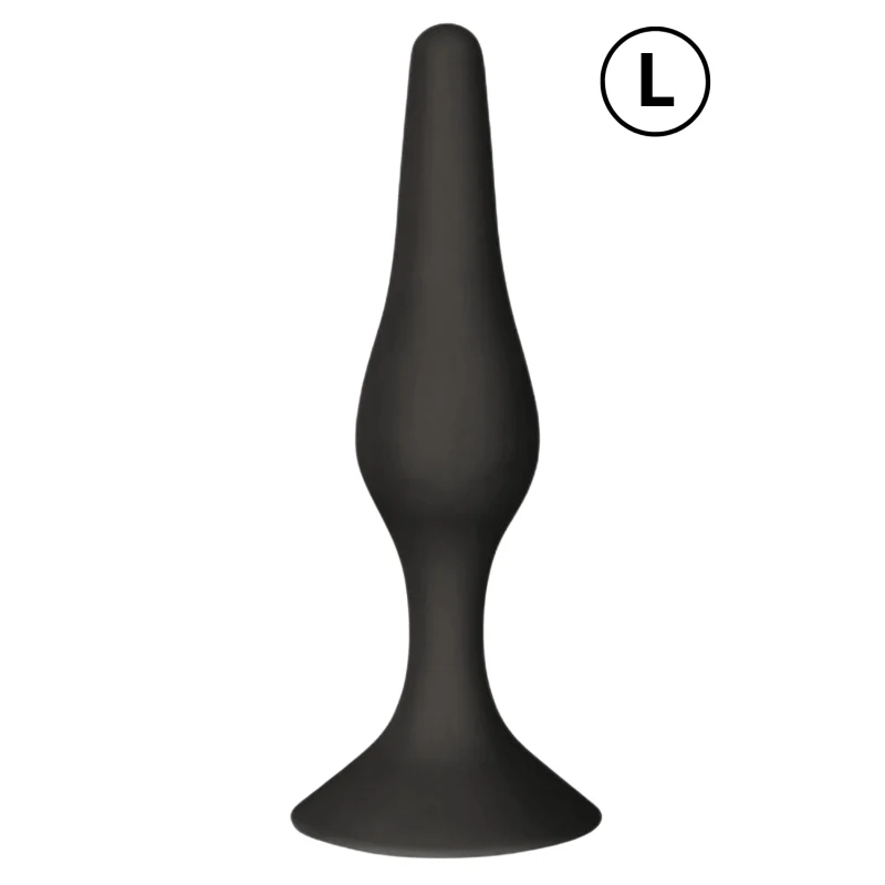 Plug Anal Noir en Silicone L avec Ventouse Taille L 12,7 cm Pocket Pleasure + 1 dosette de lubrifiant