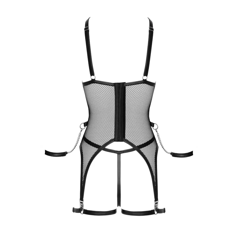 Ensemble Porte-Jarretelles &amp; String Ouvert Résille Noir - Cottelli
