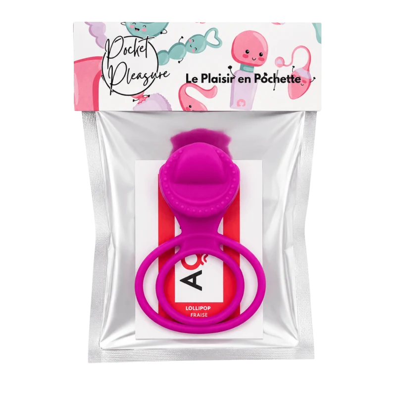 Anneau vibrant 1 seul mode de vibration très extensible rose Pocket Pleasure + 1 dosette de lubrifiant