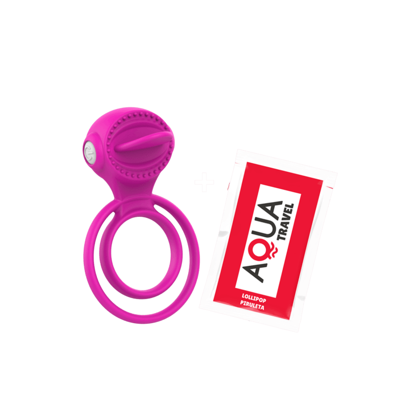 Anneau vibrant 1 seul mode de vibration très extensible rose Pocket Pleasure + 1 dosette de lubrifiant