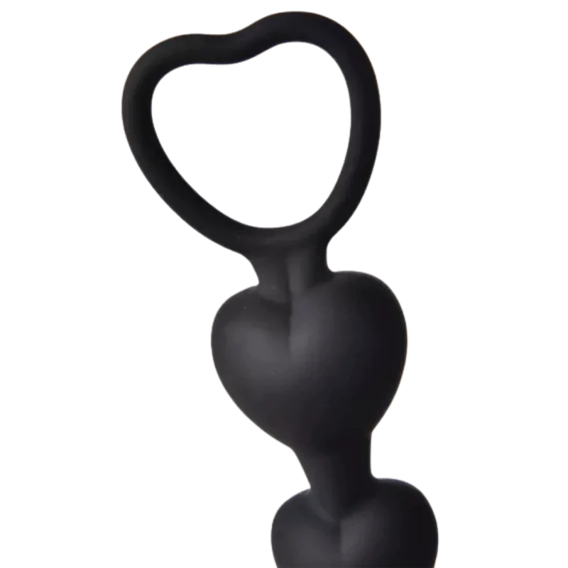Chapelet Anal Cœur Silicone Noir + 1 dosette de lubrifiant — Pocket Pleasure