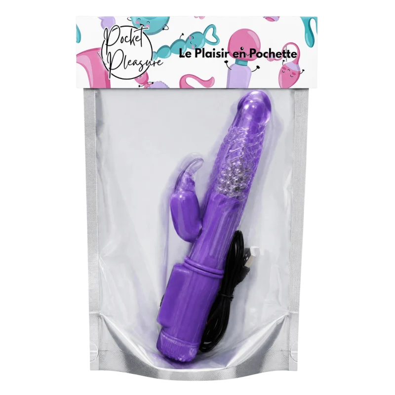 Vibromasseur Rabbit Violet Rotation &amp; Vibration 36 Modes + 1 dosette de lubrifiant — Pocket Pleasure