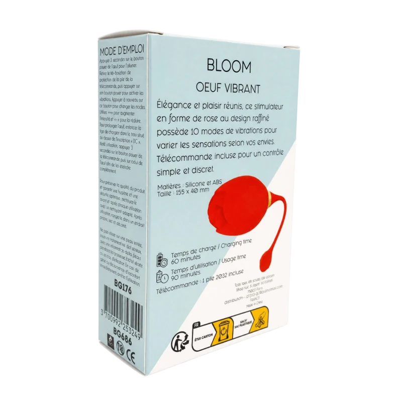 BLOOM — Oeuf Vibrant Télécommandé 10 Modes |Coeur Ardent