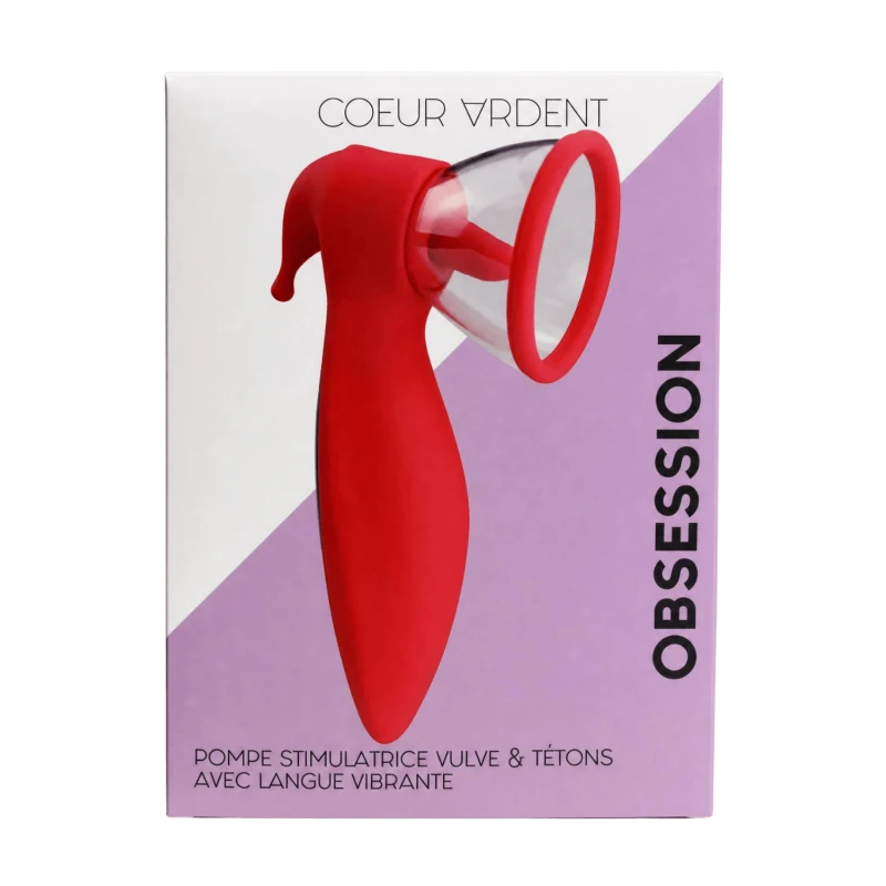 OBSESSION — Pompe Stimulatrice Vulve &amp; Tétons avec Langue Vibrante |Coeur Ardent