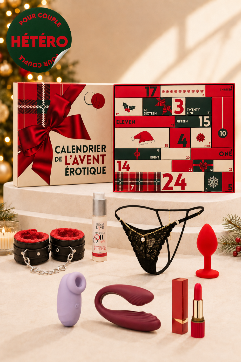 Calendrier de l'Avent érotique couple hétéro 2026 – 24 surprises
