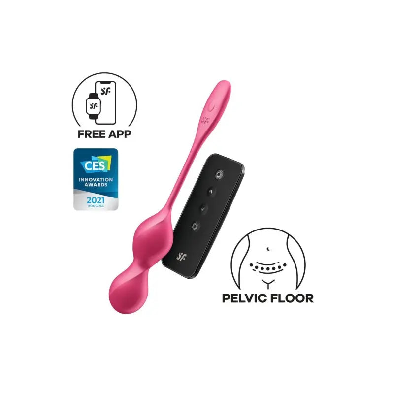 Vibromasseur rose avec télécommande noire, conçu pour le plaisir et le renforcement du plancher pelvien.