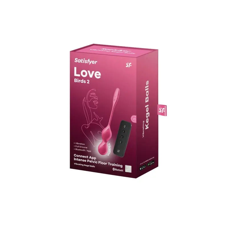 1. Boîte rose des boules de geisha vibrantes Satisfyer Love Birds 2, alliant plaisir et renforcement du plancher pelvien.